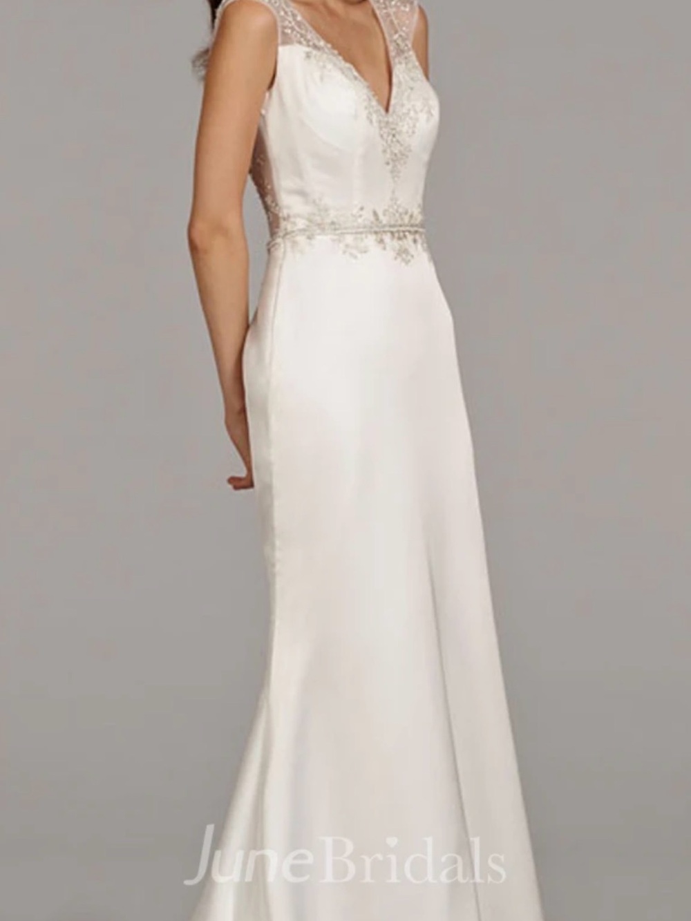 Ivory Beaded V-Neck Wedding Dress New never worn and never altered